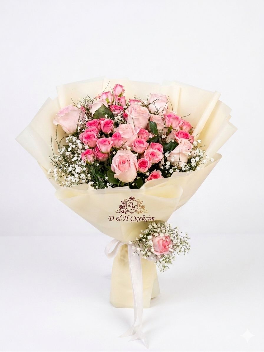 İTHAL PEMBE GÜL BUKETİ