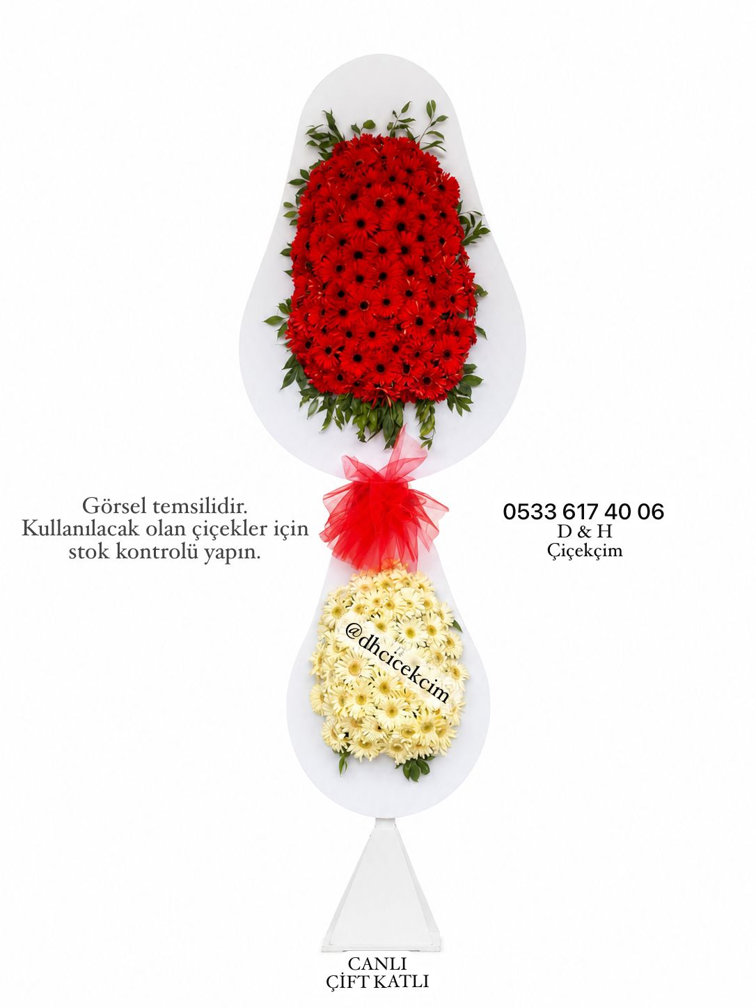 ÇİFT KATLI CANLI GERBERA ÇELENK